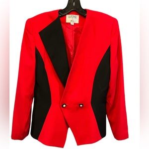 Vintage 1980s illusion Suit Jacket black and red Size 10 Kasper